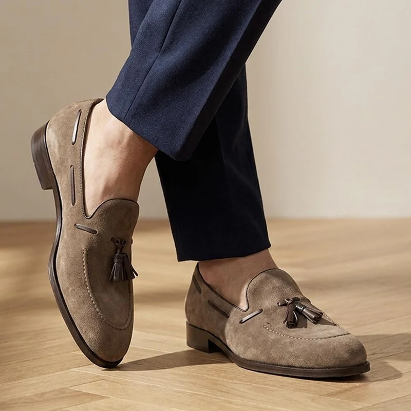 Rolando Leather Tassel Loafers - ROLANDO / 329 985 - Taupe Suede