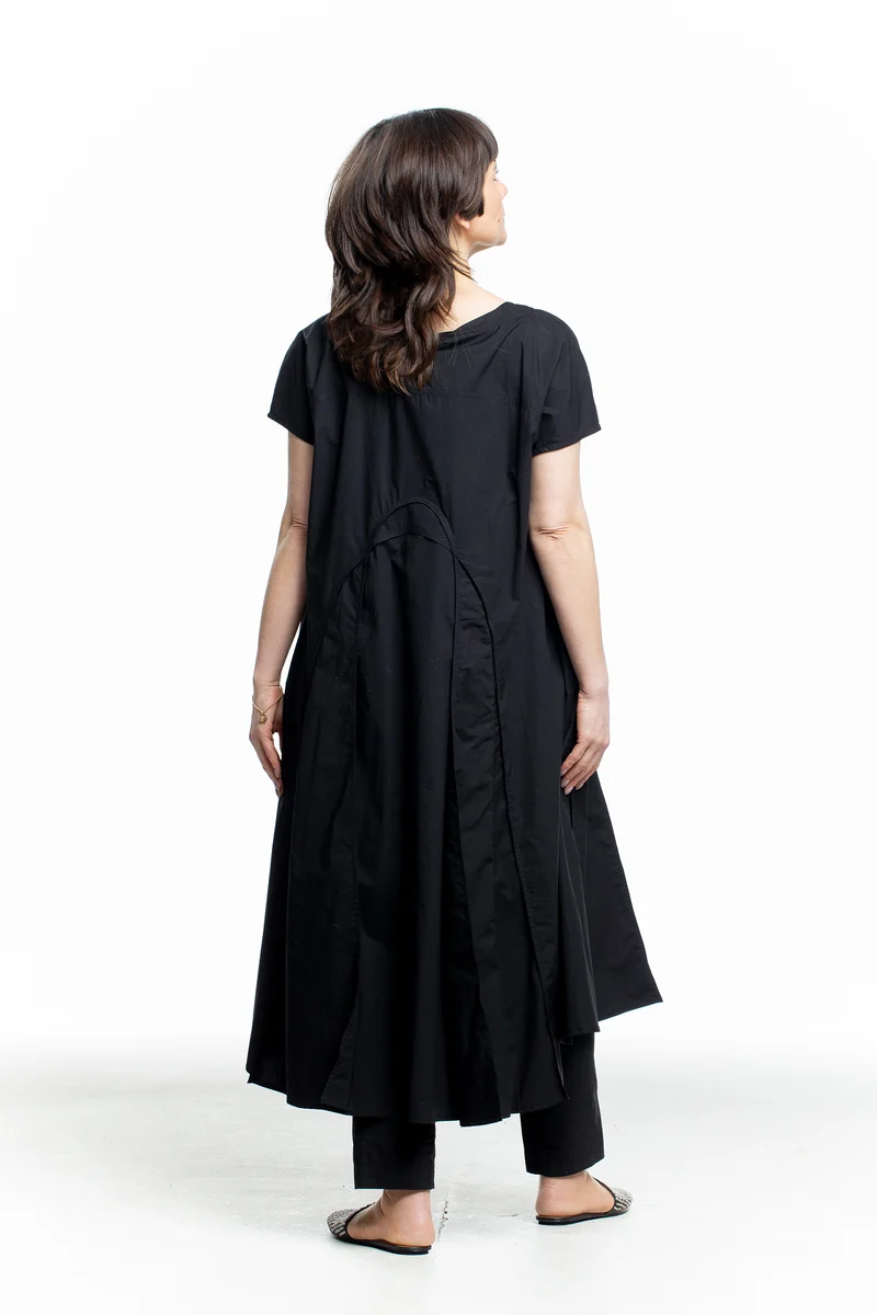 Rundholz Damen Avantgarde Midi Kleid schwarz