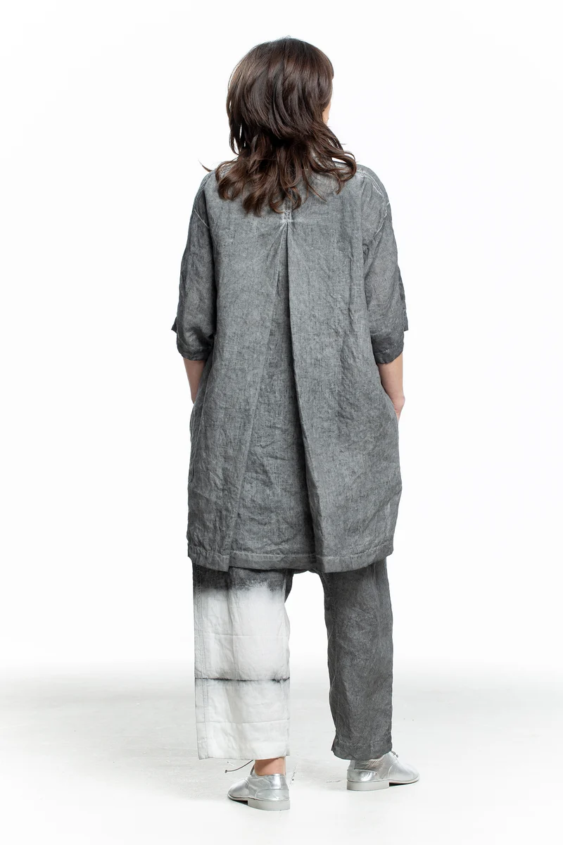 Rundholz Damen Oversized Bluse Print grau weiß