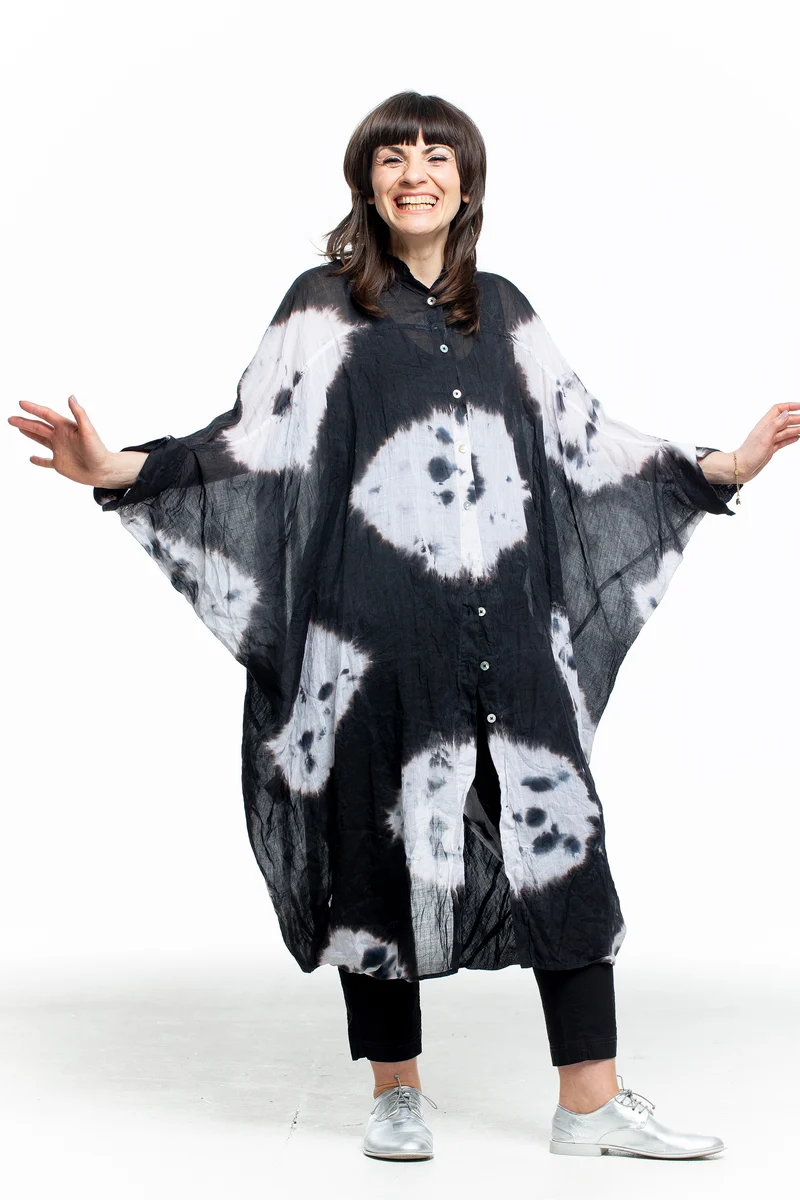 Gilda Midani Damen Longbluse schwarz weiss