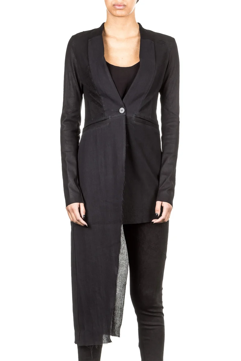 Isabel Benenato Damen Jacke asymmetrisch schwarz