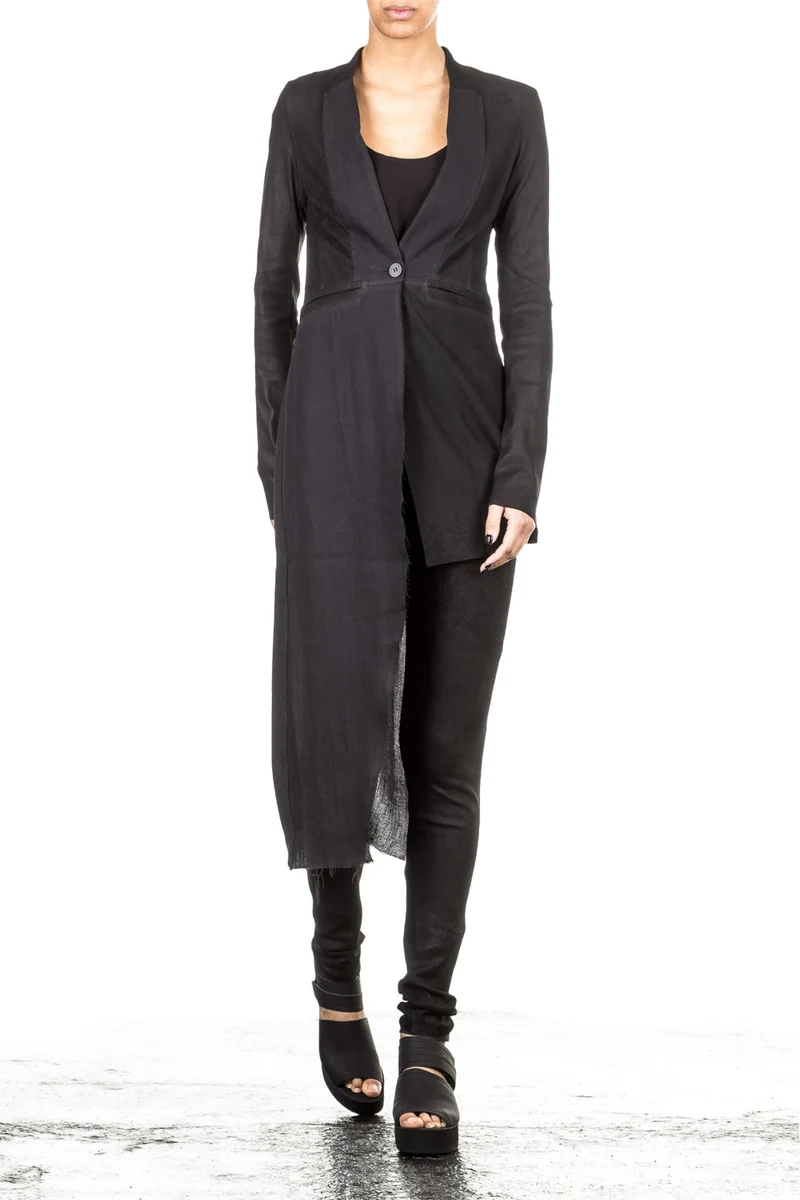Isabel Benenato Damen Jacke asymmetrisch schwarz