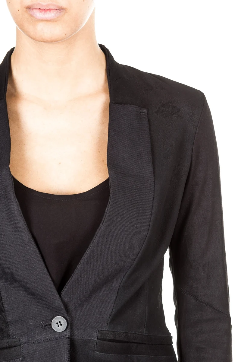 Isabel Benenato Damen Jacke asymmetrisch schwarz