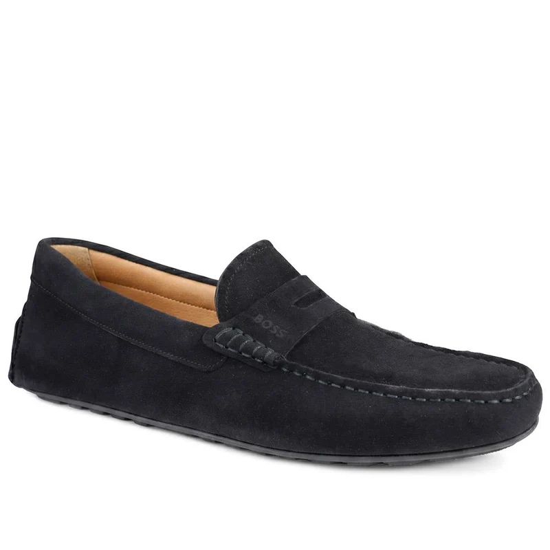 Boss Leather Slip On Shoes - HUGO43503 / 328 697 - Navy Suede