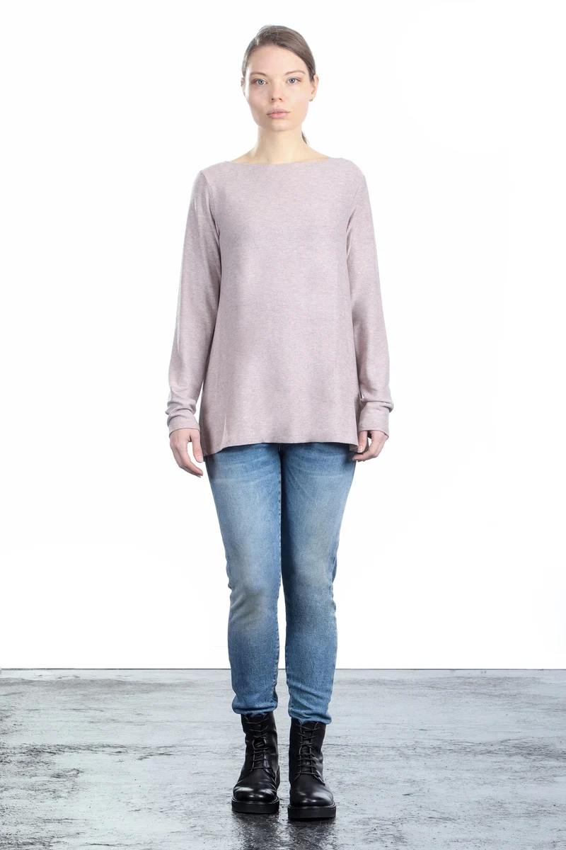 The Swiss Label Damen Langarm Shirt Kellerfalte rose