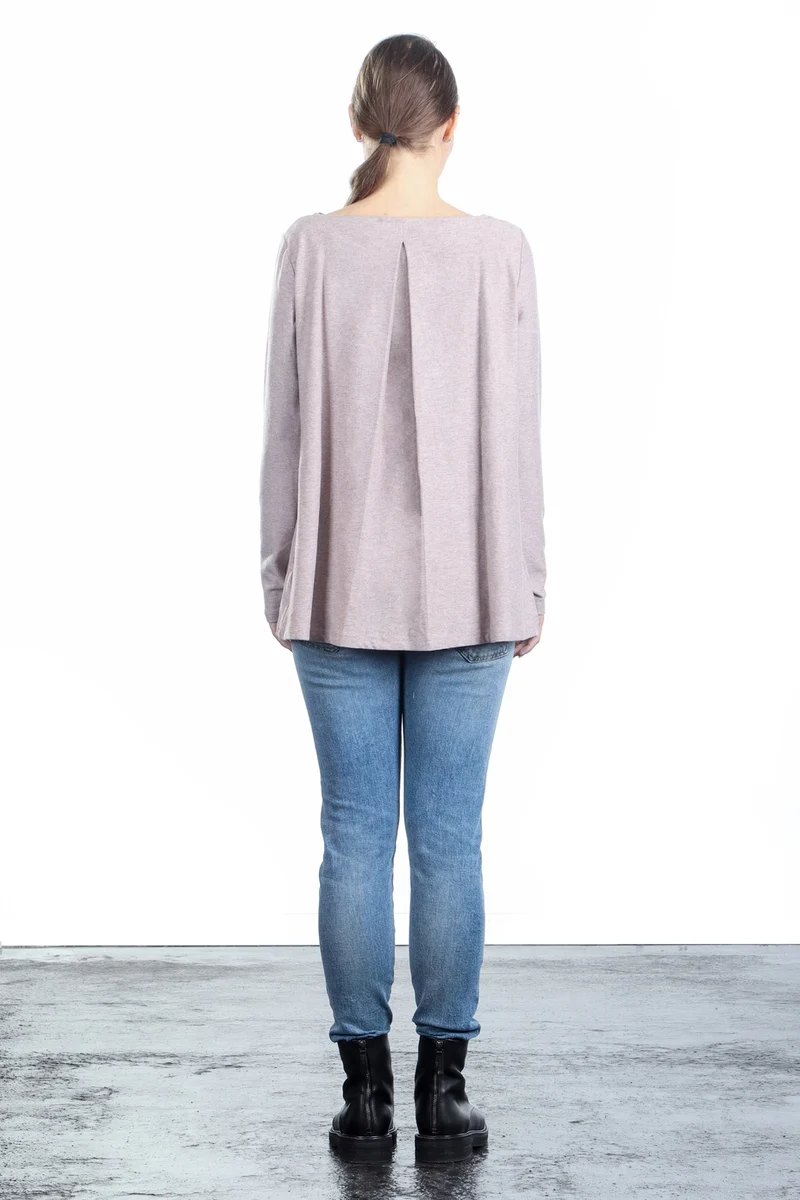 The Swiss Label Damen Langarm Shirt Kellerfalte rose