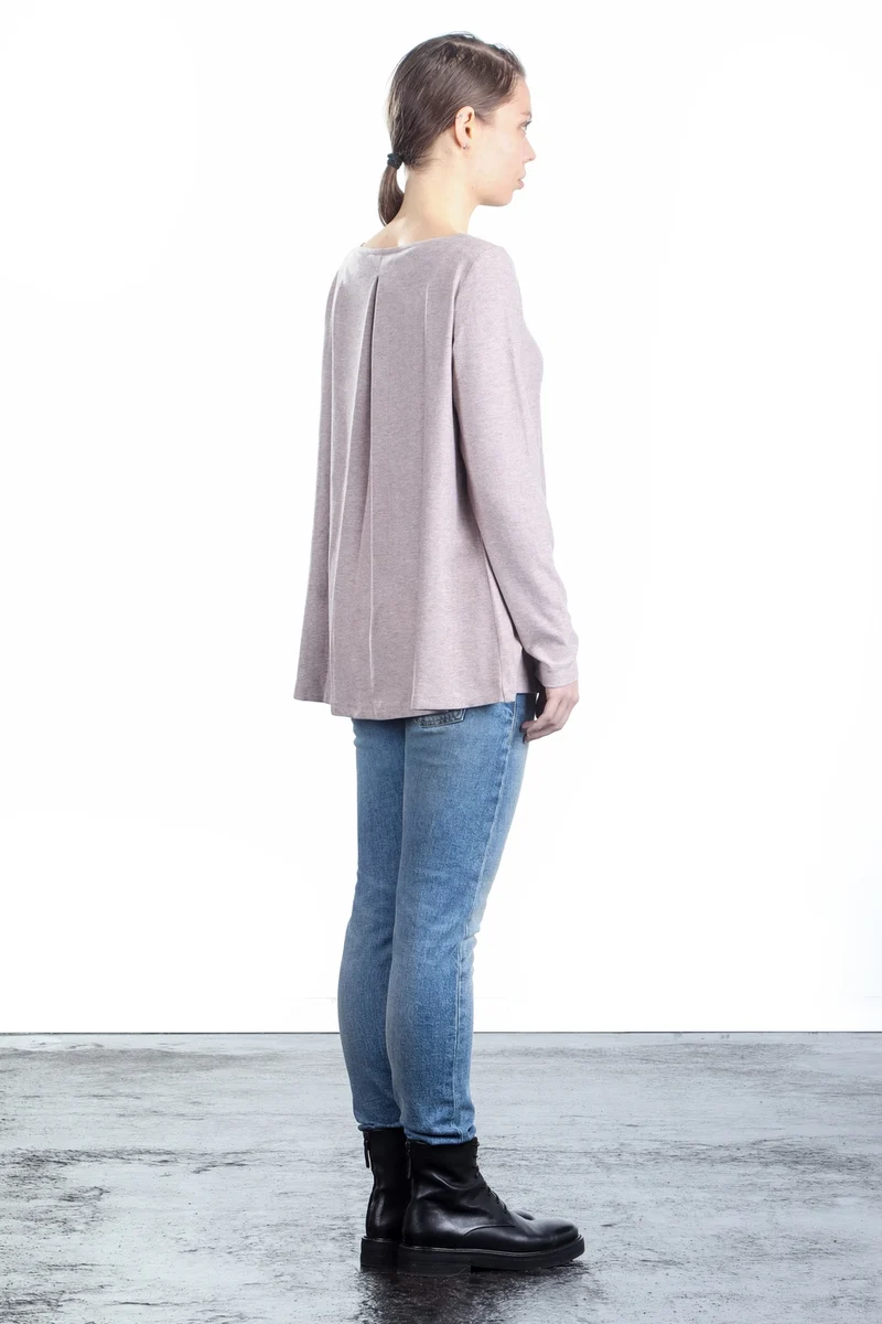 The Swiss Label Damen Langarm Shirt Kellerfalte rose