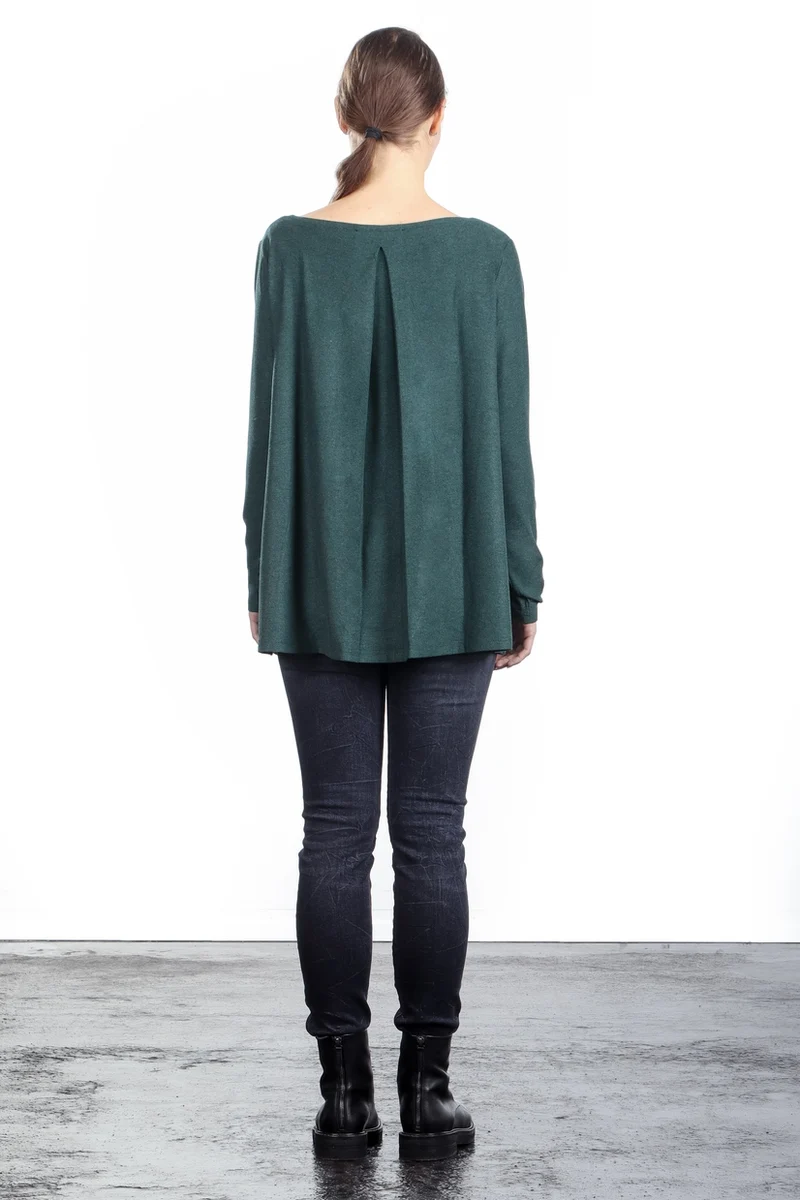 The Swiss Label Damen Langarm Shirt Kellerfalte grün