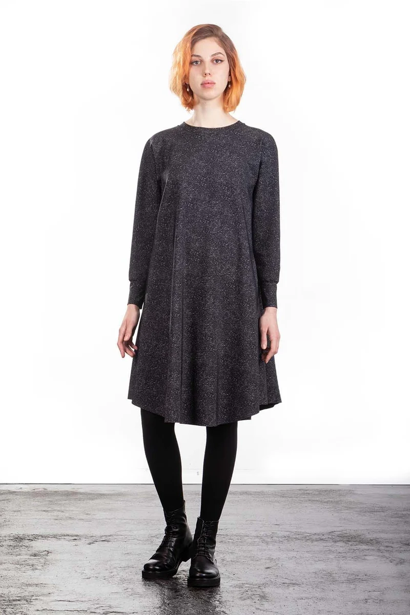 Schella Kann 2 Kleid A-Linie Alloverprint grau