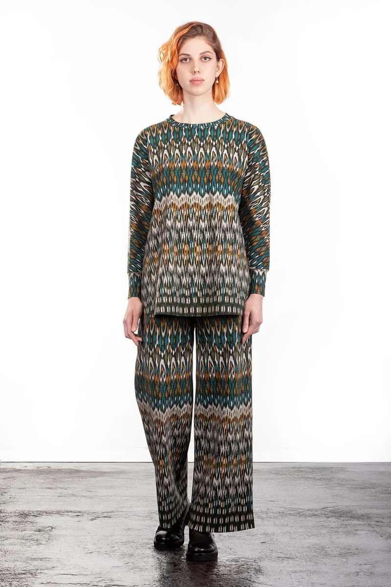 Schella Kann 2 Damen Langarmshirt oversized mit Print mehrfarbig