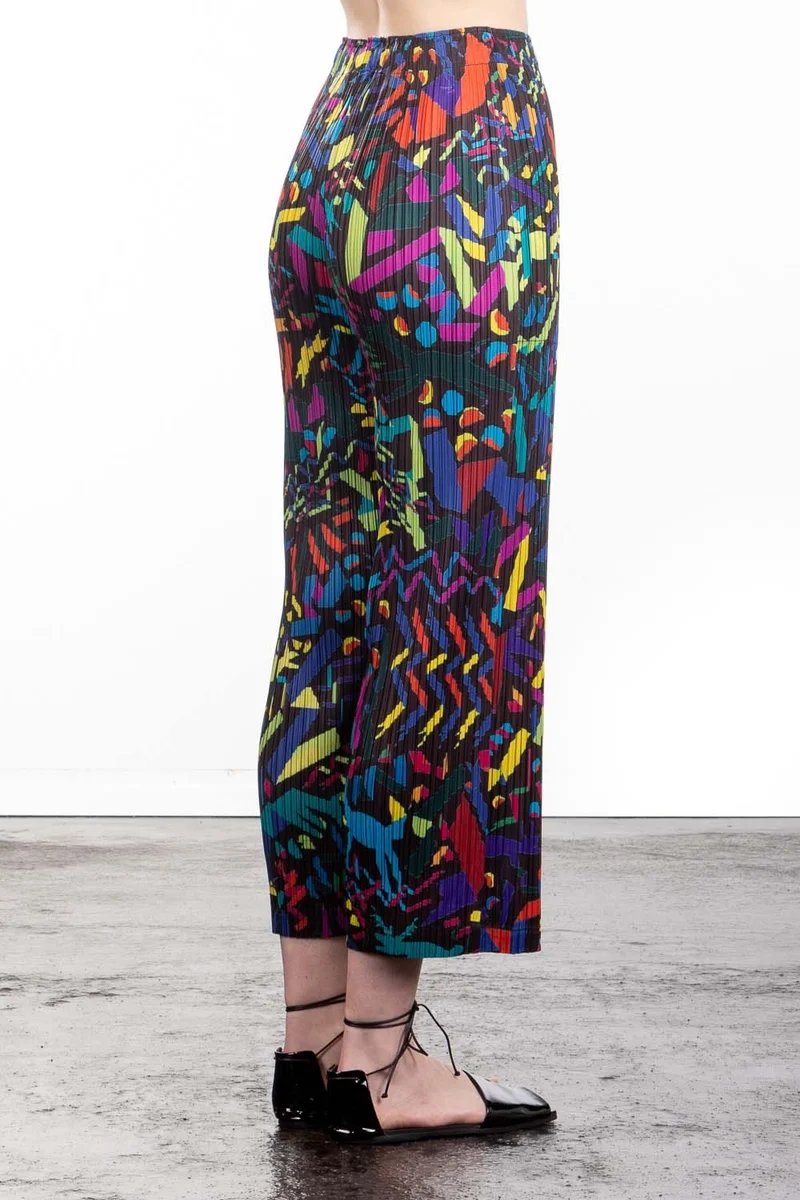 Pleats Please Issey Miyake Gerade Plissee Taillenhose Mehrfarbig