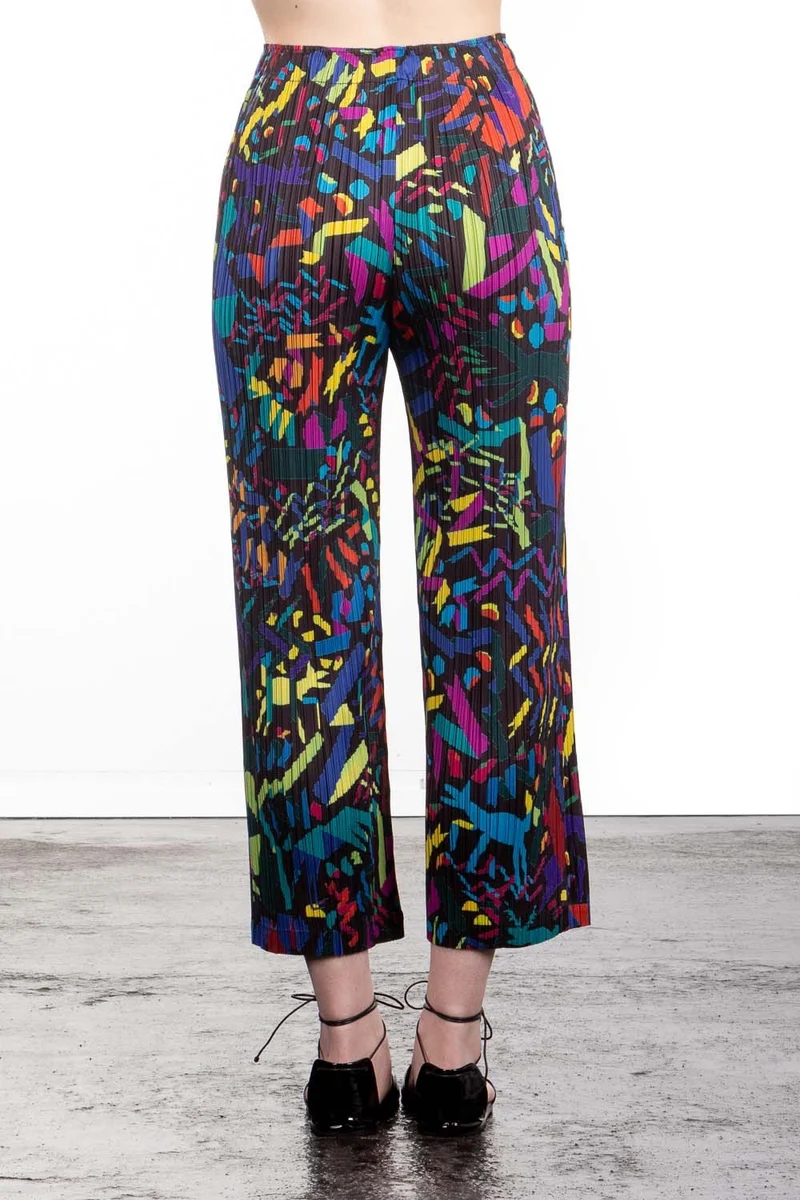 Pleats Please Issey Miyake Gerade Plissee Taillenhose Mehrfarbig