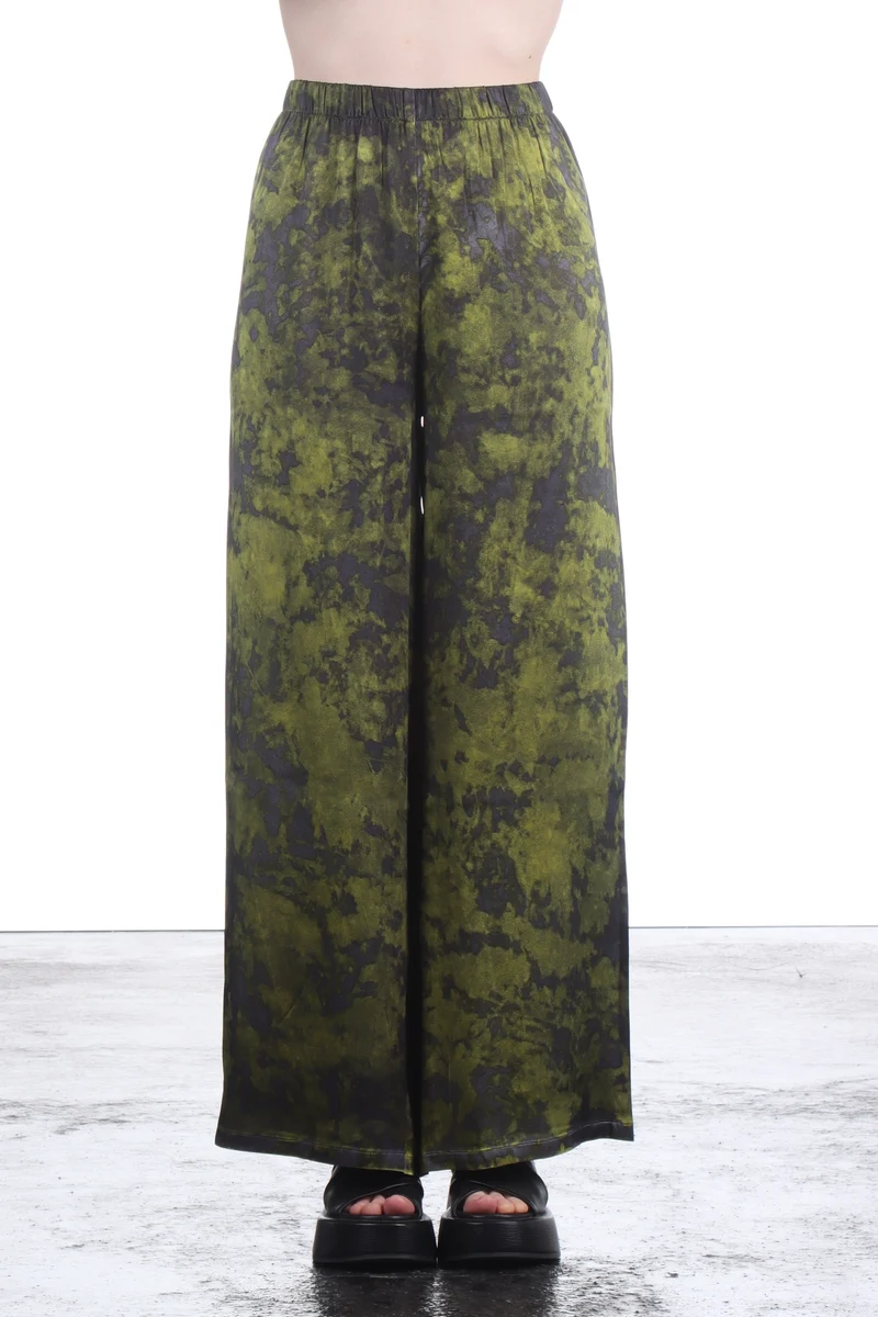 AVANT TOI Damen Seiden Hose weit Camouflage curcuma