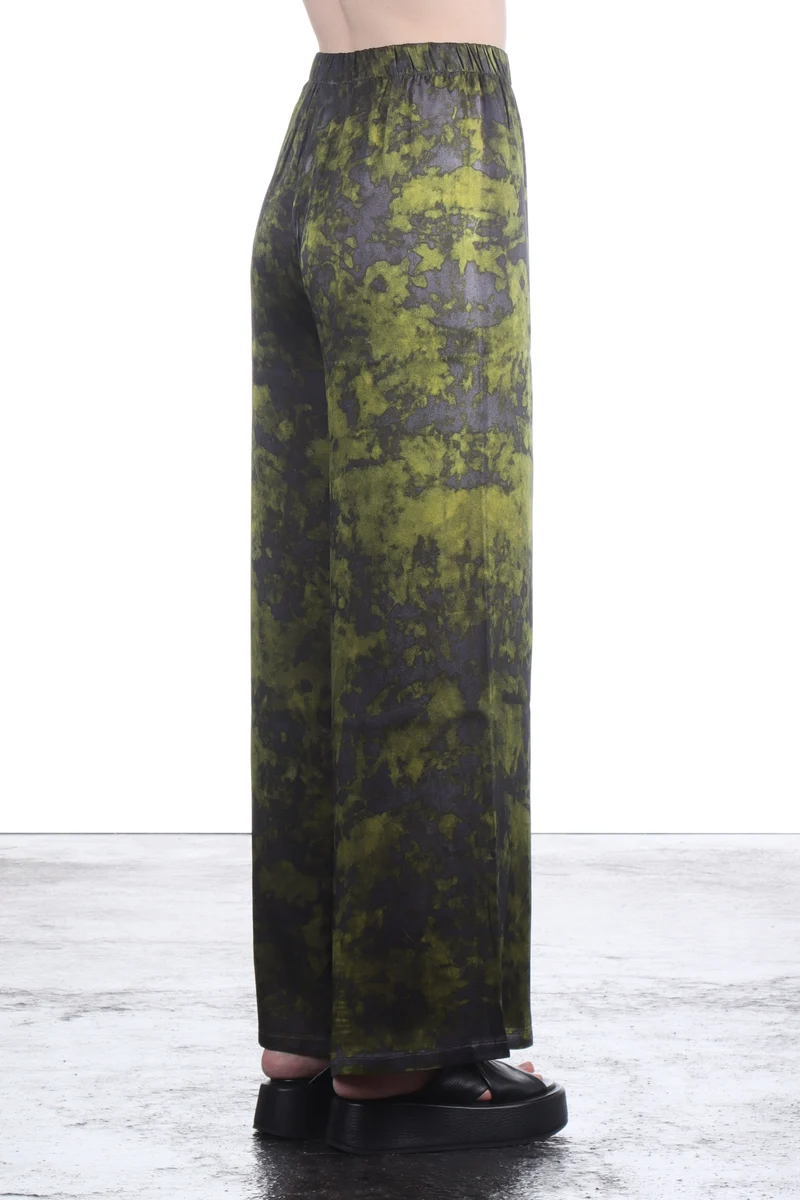 AVANT TOI Damen Seiden Hose weit Camouflage curcuma