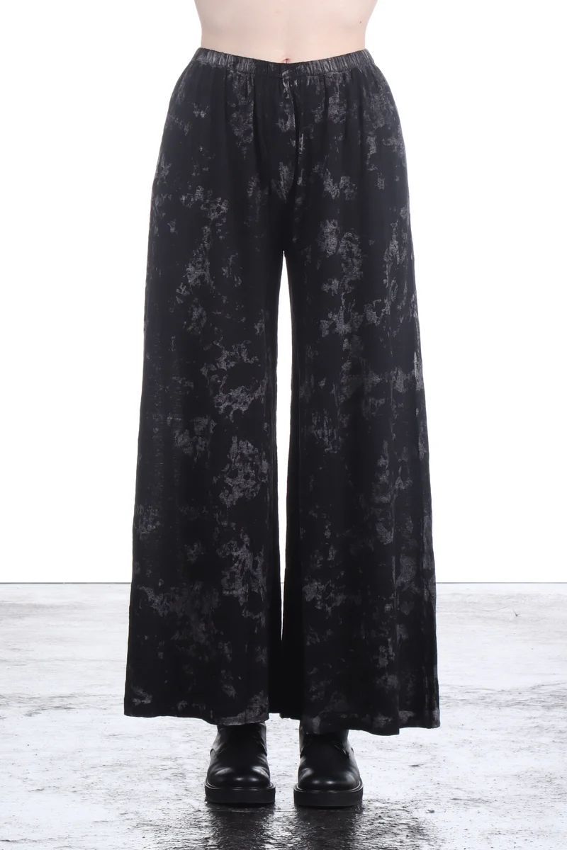 AVANT TOI Damen Hose weit mit elastischem Bund Camouflage schwarz grau