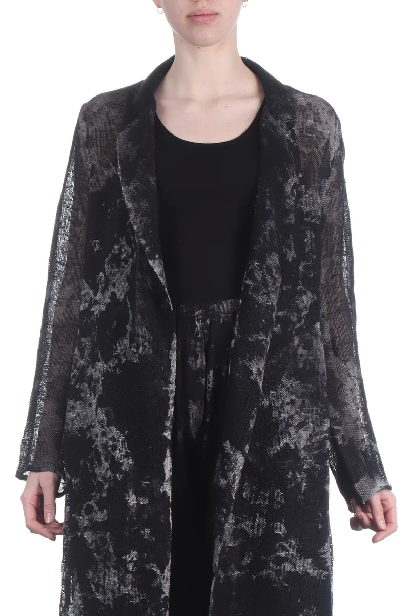 AVANT TOI Damen Leinen Jacke Camouflage schwarz grau