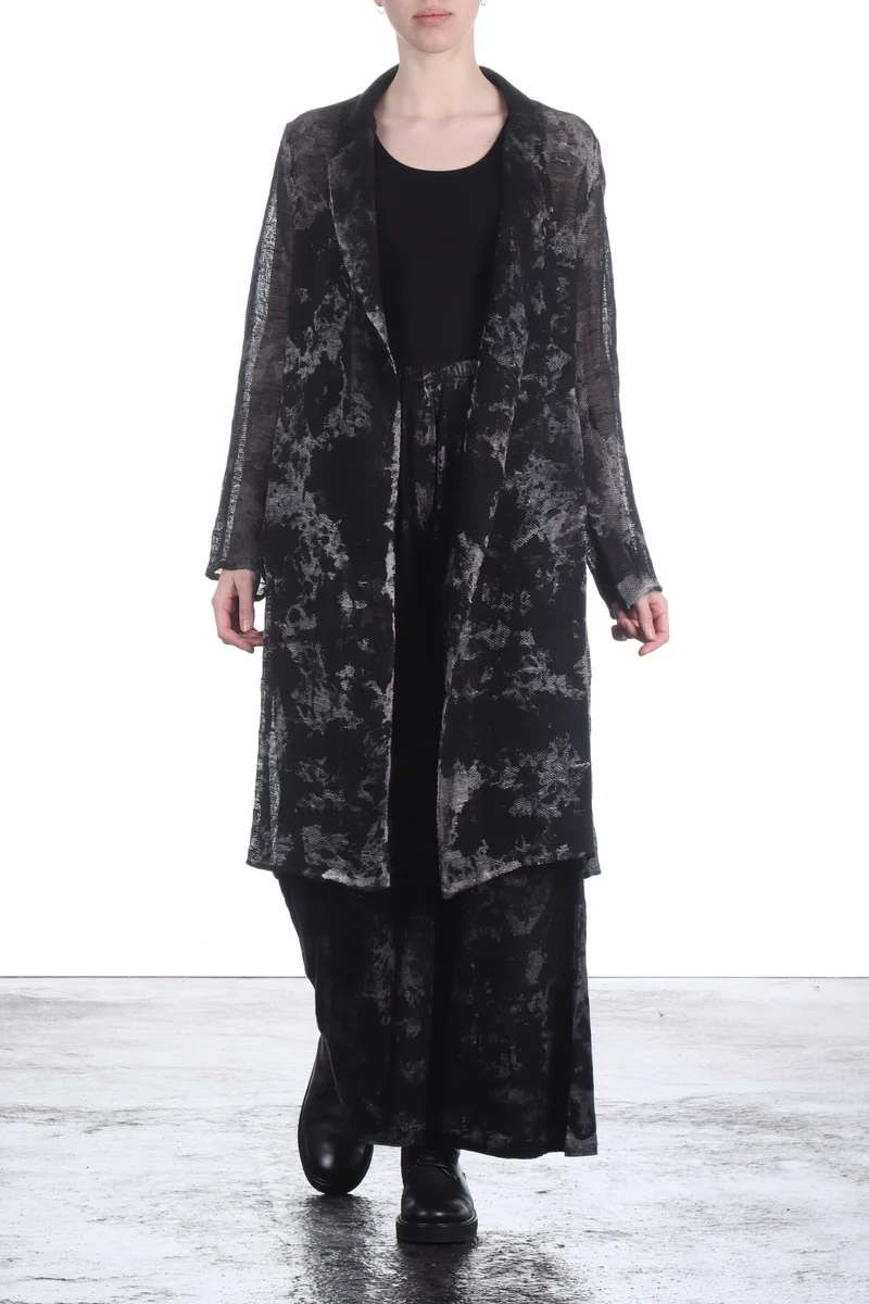 AVANT TOI Damen Leinen Jacke Camouflage schwarz grau