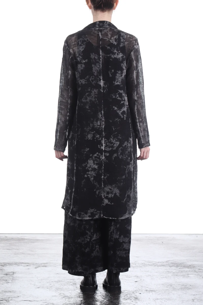 AVANT TOI Damen Leinen Jacke Camouflage schwarz grau
