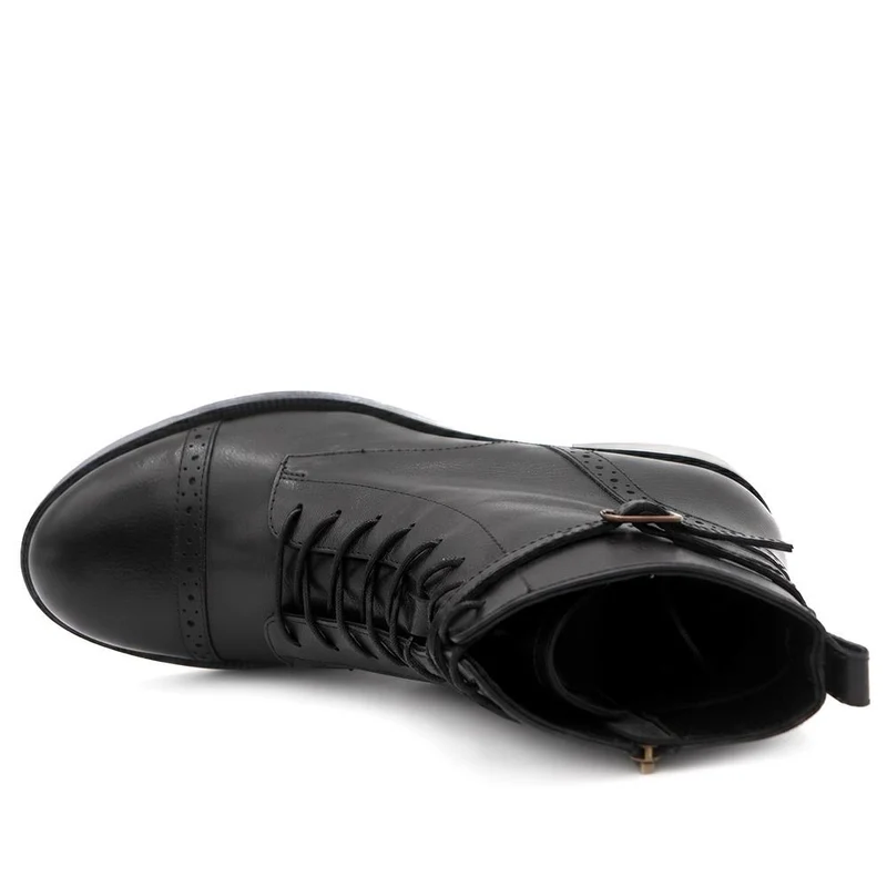 Madie Wide Fit Heeled Leather Ankle Boots - MADIEWIDE / 329 774 - Black Leather