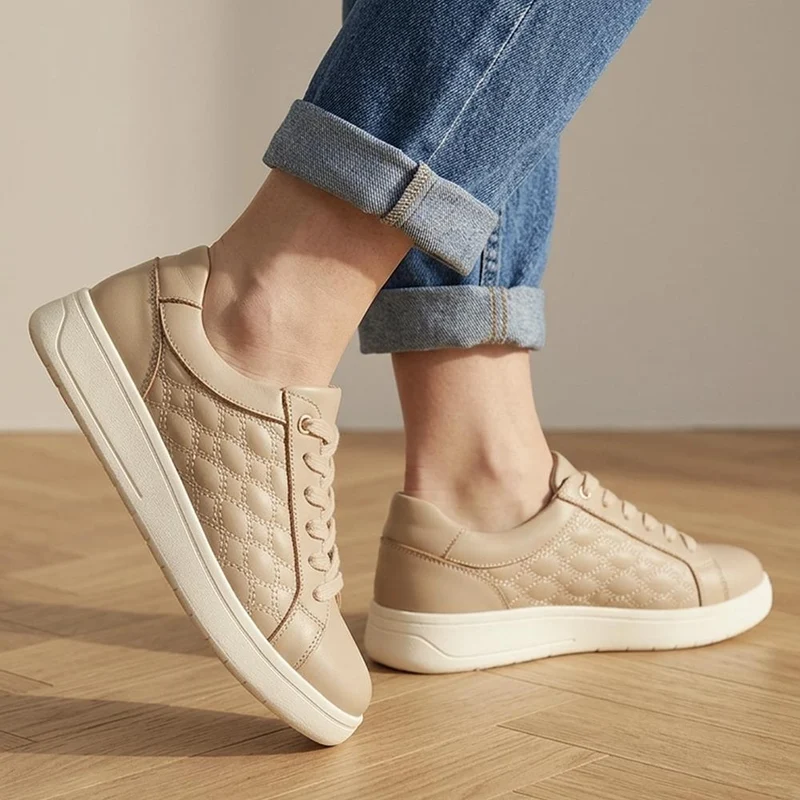 Alara Cushioned Lace Up Trainers - ALARA / 329 915 - Beige