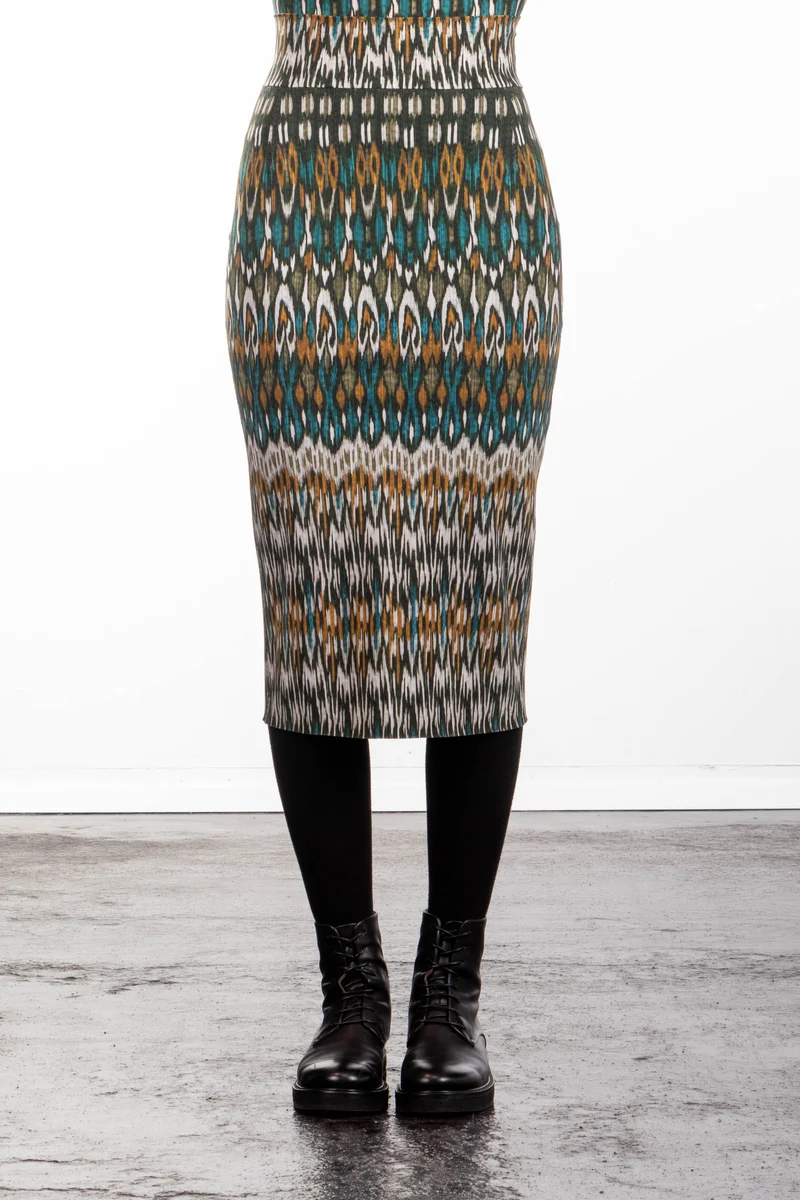 Schella Kann 2 Damen Bleistiftrock in Midilänge print multicolor