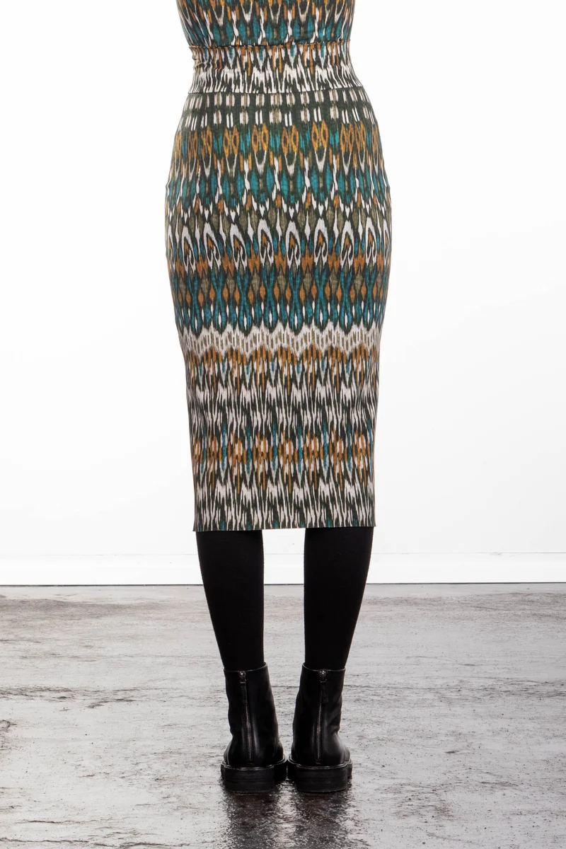 Schella Kann 2 Damen Bleistiftrock in Midilänge print multicolor