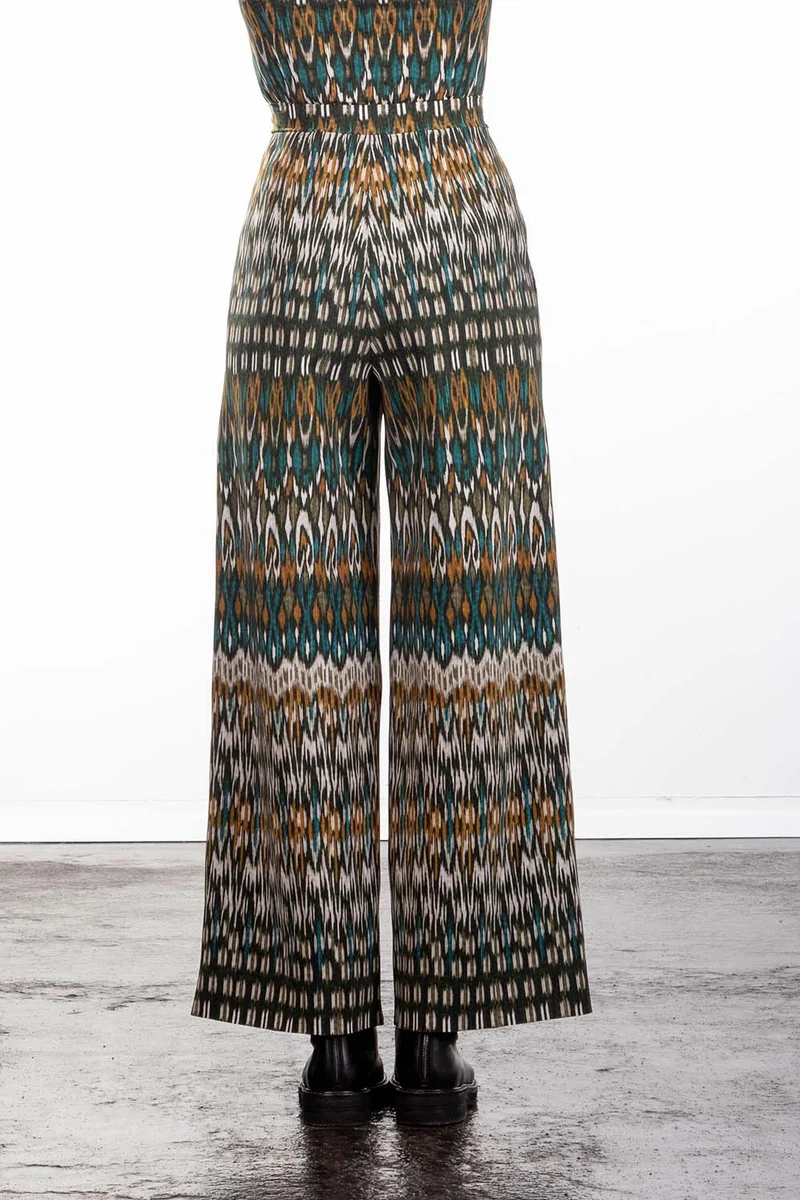 Schella Kann 2 Damen Culotte Hose mit weitem Bein Print multicolor