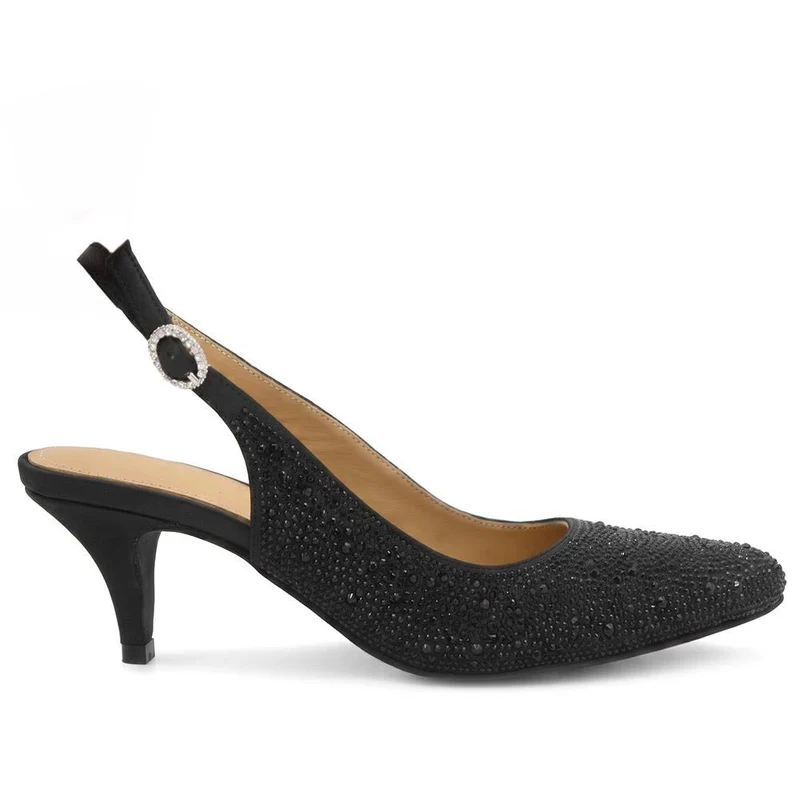 Xosha Leather Stiletto Court Shoes - XOSHA / 330 062 - Black Sparkle
