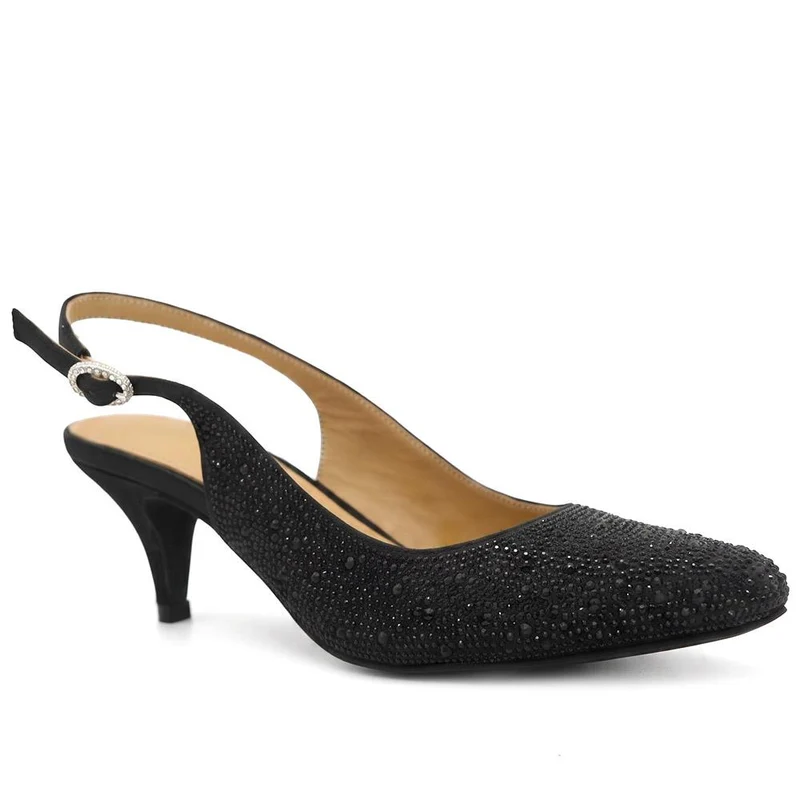 Xosha Leather Stiletto Court Shoes - XOSHA / 330 062 - Black Sparkle