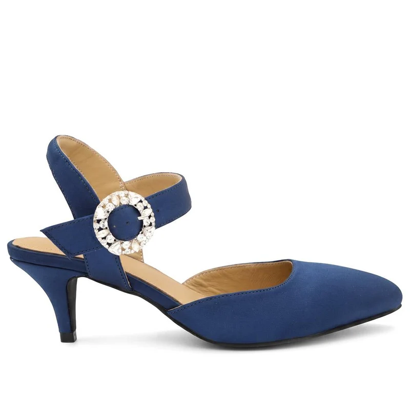 Yuliana Leather Stiletto Heel Court Shoes - YULIANA / 330 063 - Navy Satin