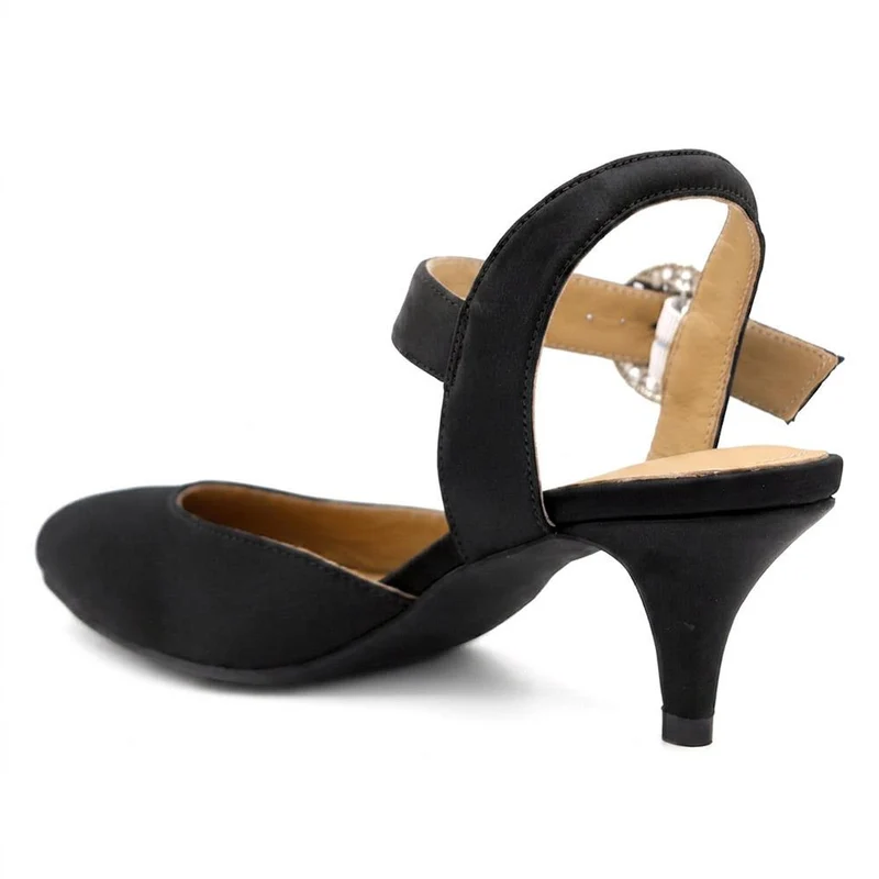 Yuliana Leather Stiletto Heel Court Shoes - YULIANA / 330 063 - Black Satin