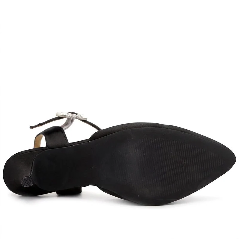 Yuliana Leather Stiletto Heel Court Shoes - YULIANA / 330 063 - Black Satin