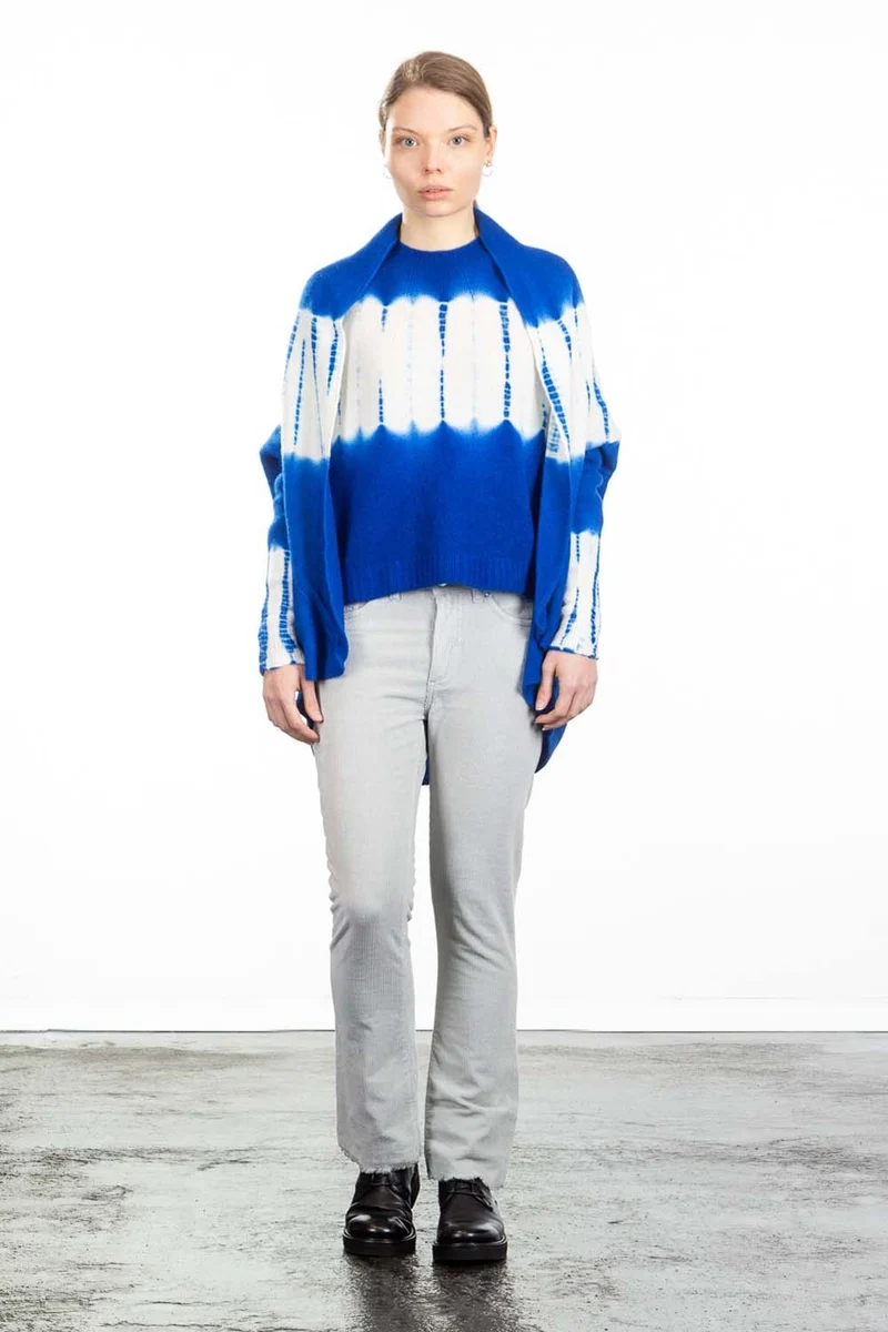 Suzusan Damen Kaschmir Cape Bolero blau