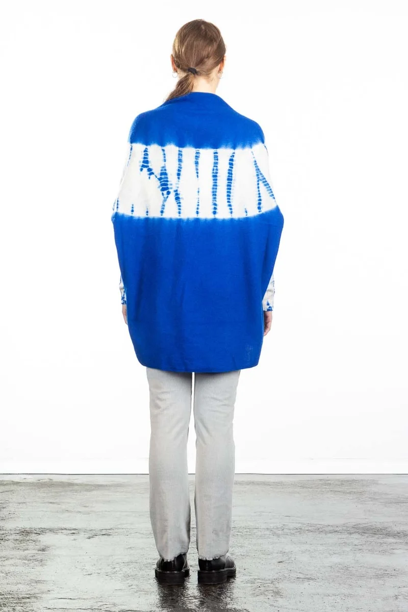 Suzusan Damen Kaschmir Cape Bolero blau