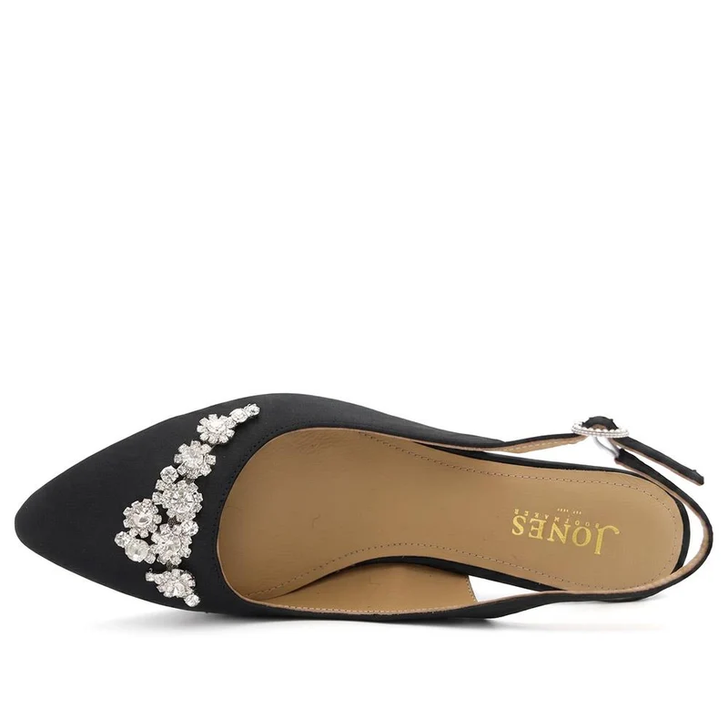 Zarah Leather Slingback Court Shoes - ZARAH / 330 064 - Black Satin