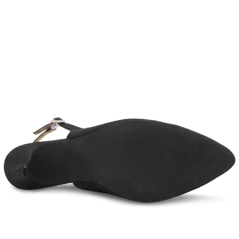 Zarah Leather Slingback Court Shoes - ZARAH / 330 064 - Black Satin