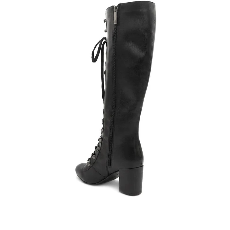 Lianalong Leather Calf Length Boots - LIANALONG / 329 771 - Black Leather