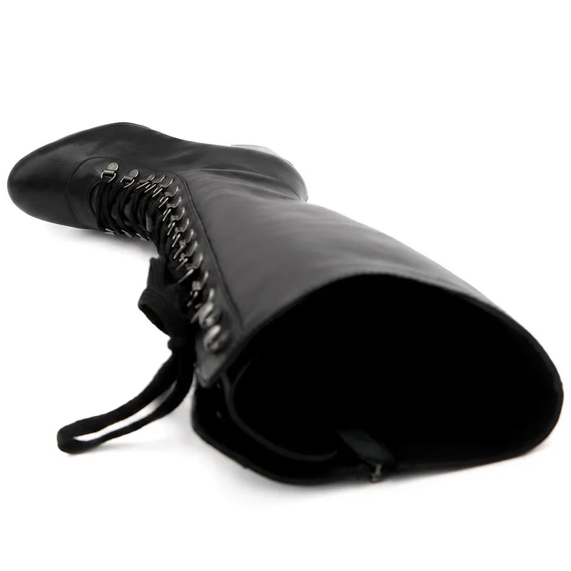 Lianalong Leather Calf Length Boots - LIANALONG / 329 771 - Black Leather