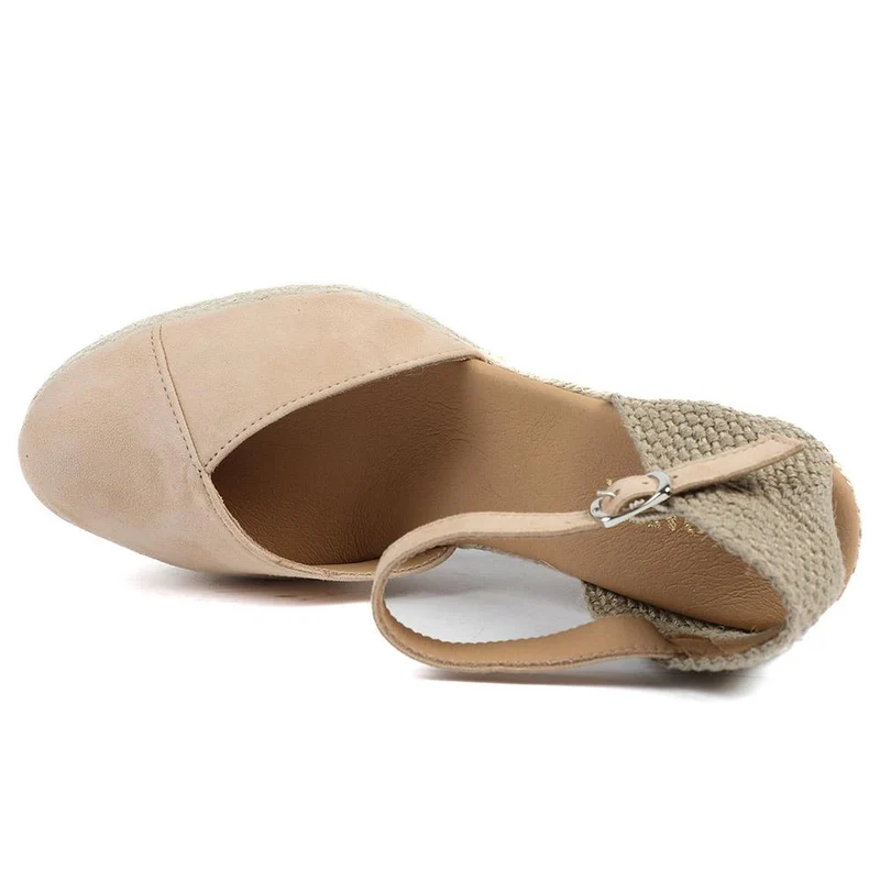 Arabella2 Leather Wedged Espadrilles - ARABELLA2 / 329 069 - Beige Suede