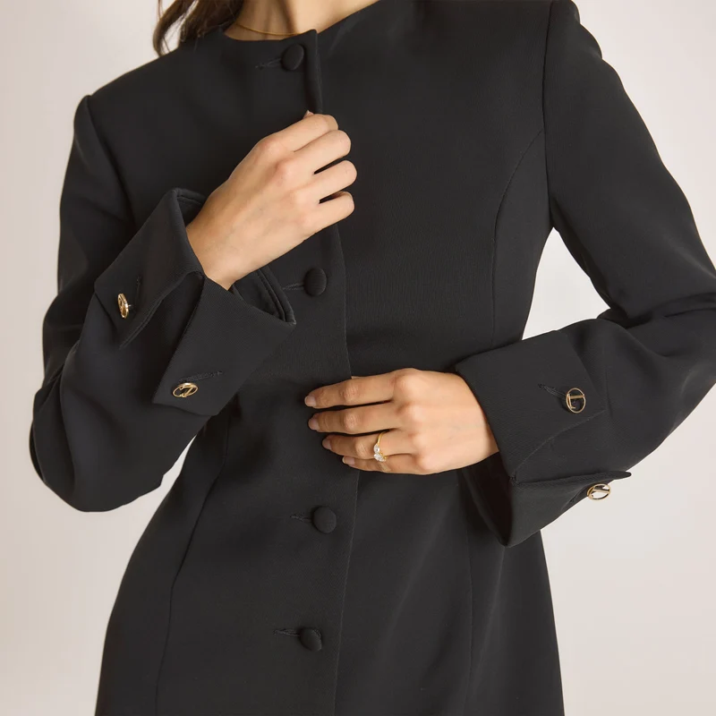 Strukturierter Kleid - Schwarz