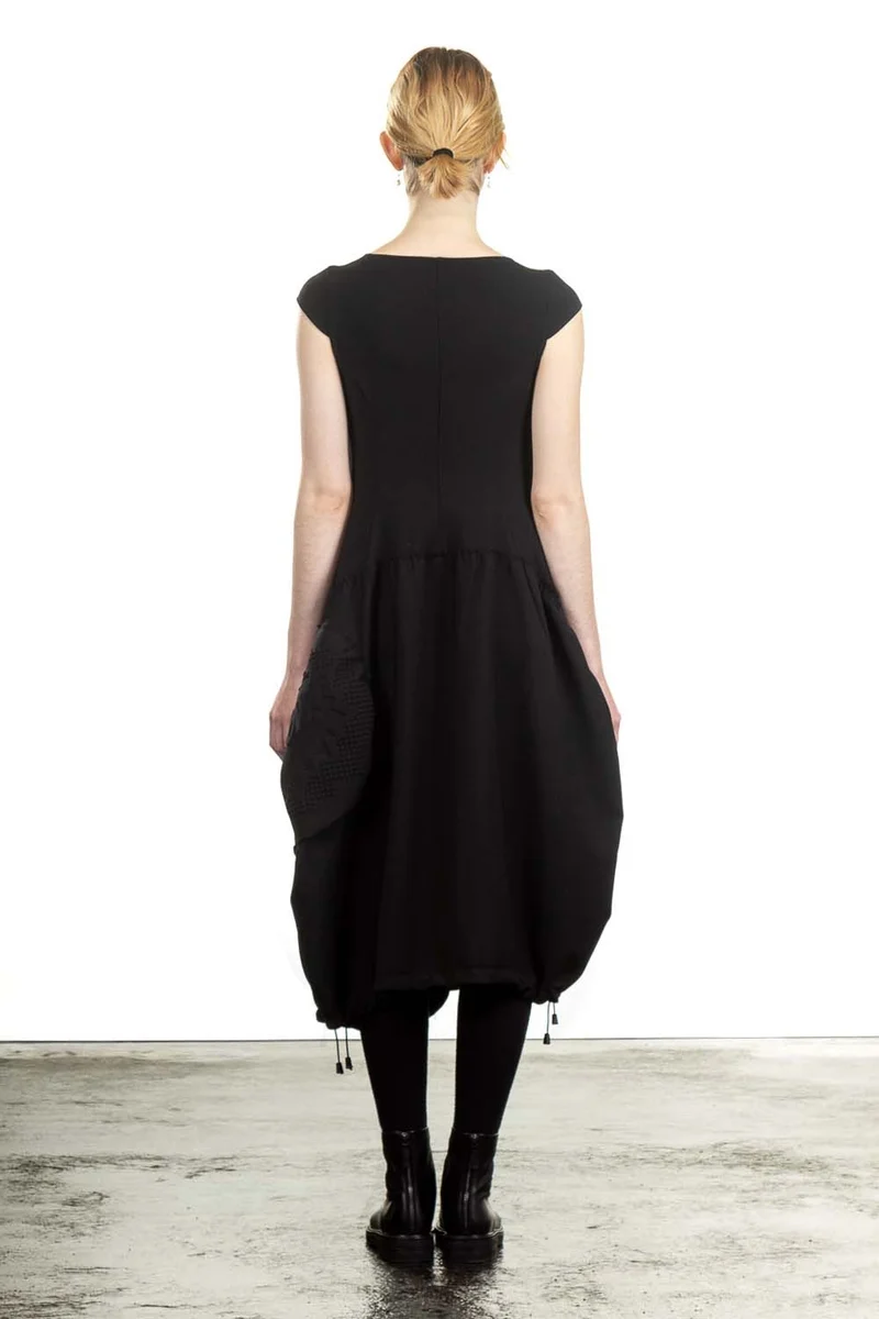 Rundholz Damen Midikleid Avantgarde schwarz
