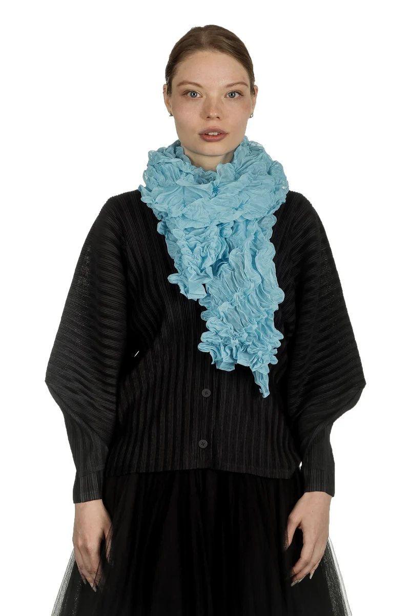ISSEY MIYAKE PLEATS PLEASE Strukturierter Schal blau