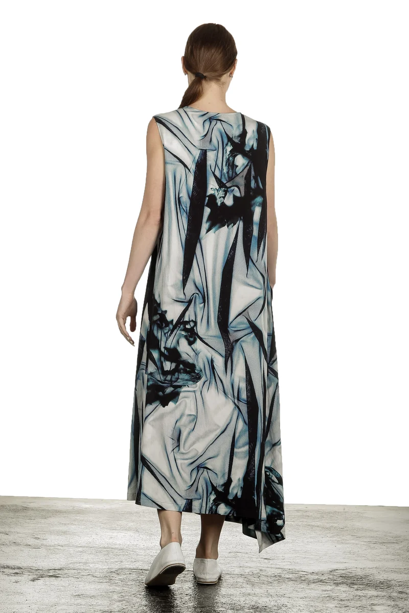 Y's Yohji Yamamoto Damen Kleid mit abstraktem Print schwarz