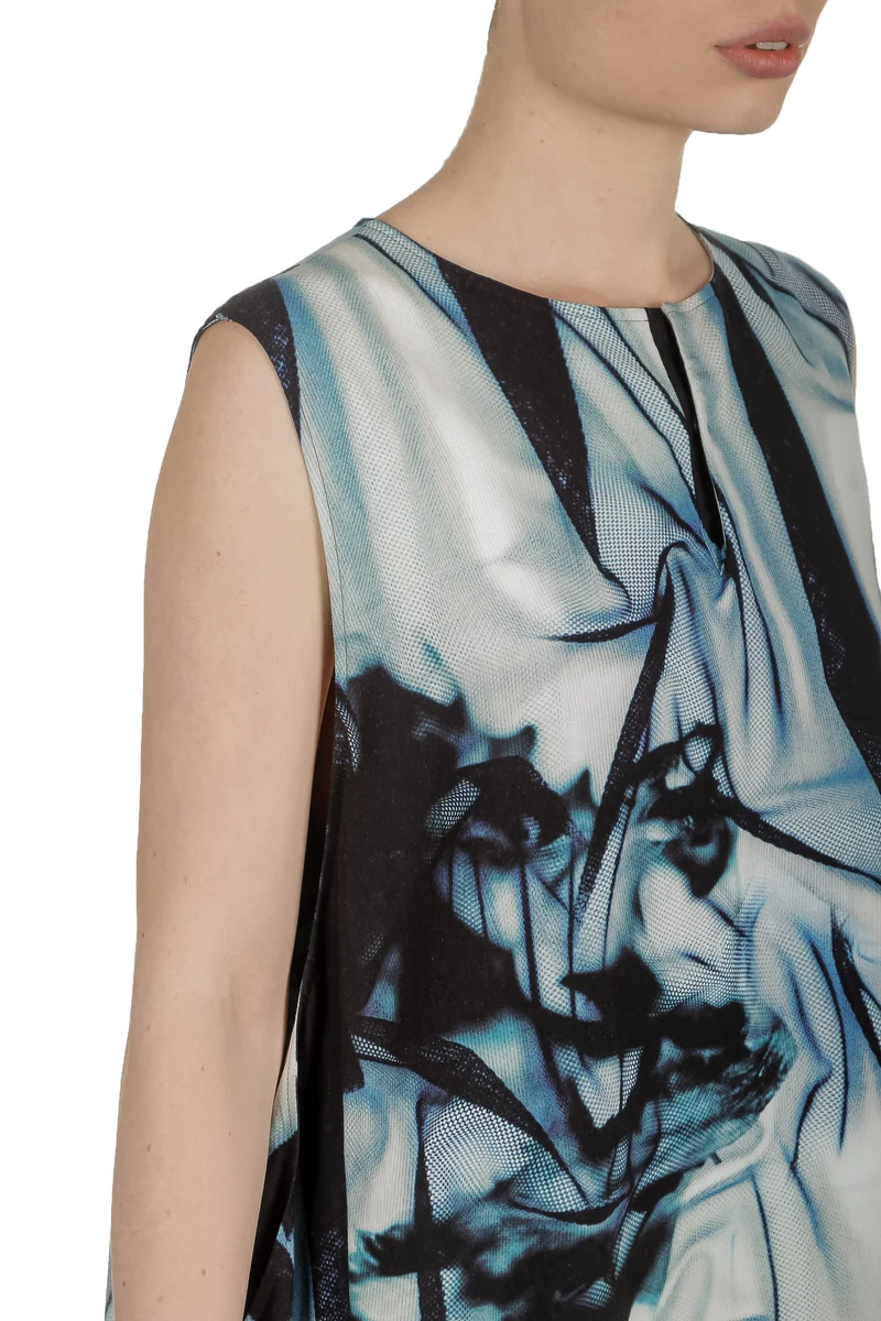 Y's Yohji Yamamoto Damen Kleid mit abstraktem Print schwarz