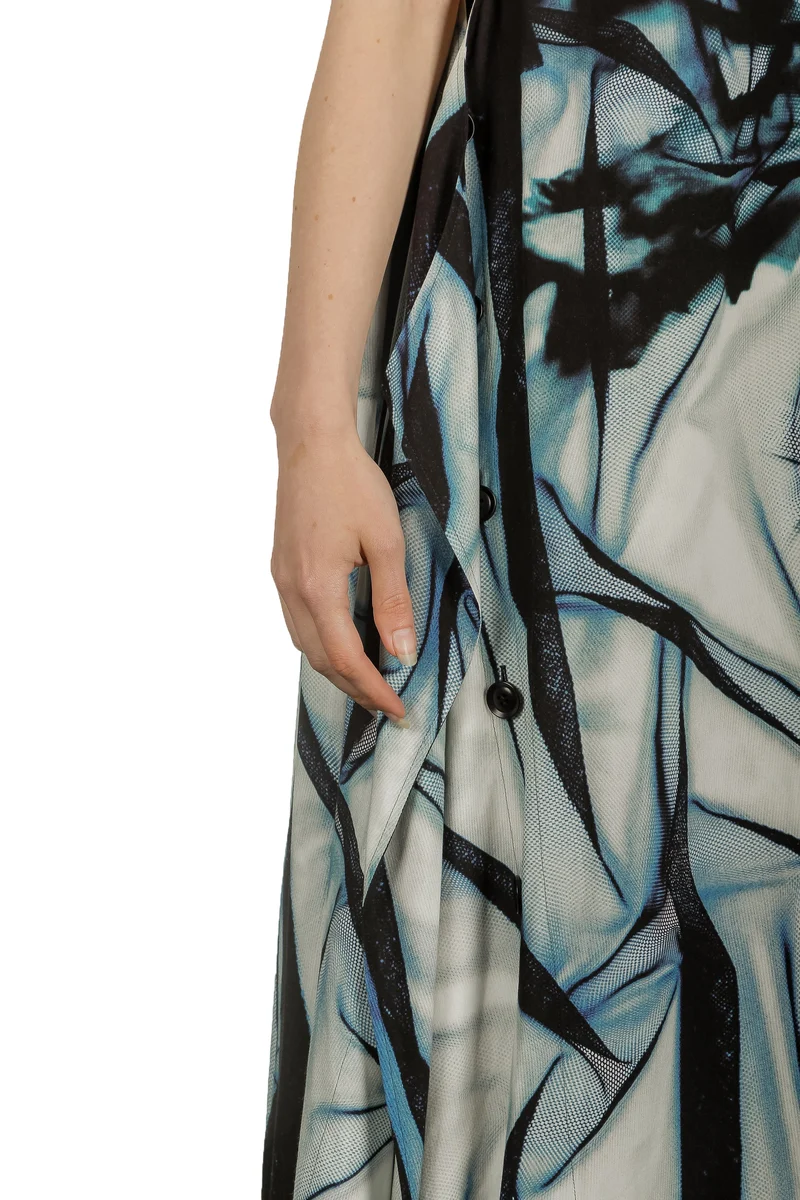 Y's Yohji Yamamoto Damen Kleid mit abstraktem Print schwarz