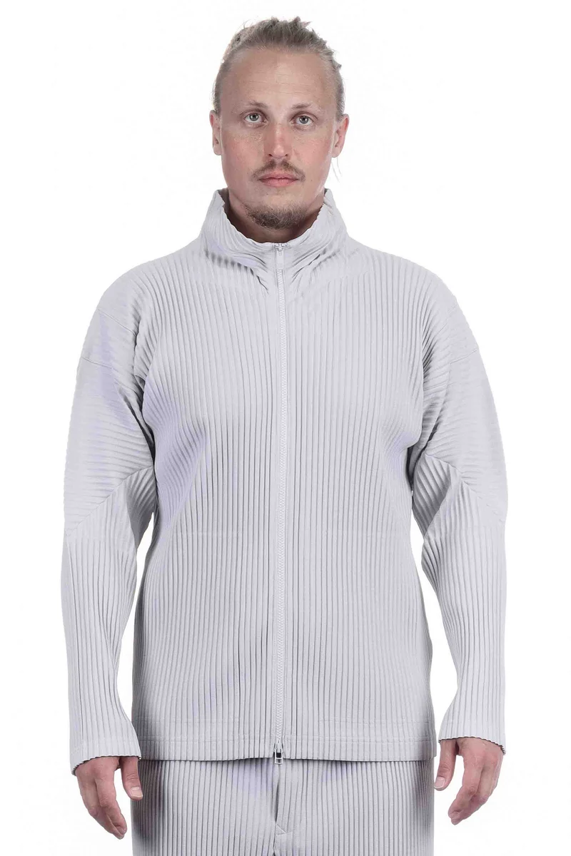 Homme Plissé Issey Miyake Herren Blouson mit Reißverschluss Grau