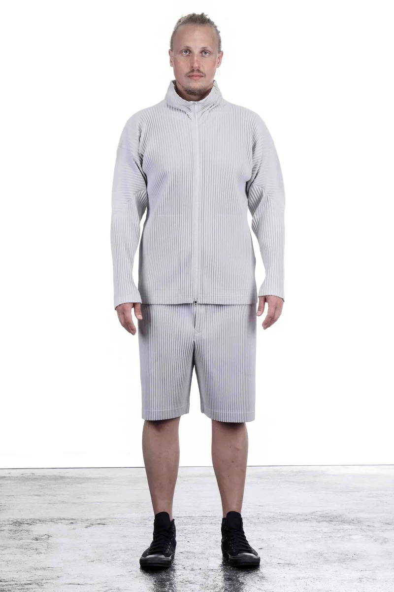Homme Plissé Issey Miyake Herren Blouson mit Reißverschluss Grau