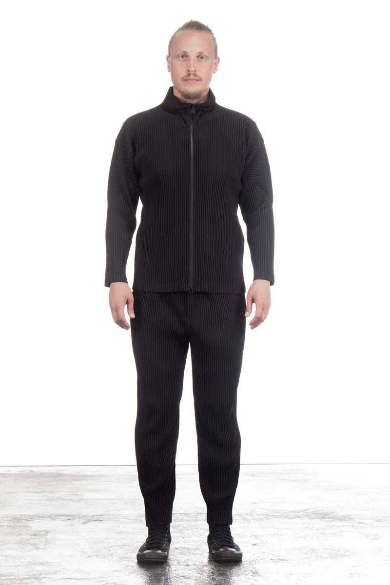 Homme Plissé Issey Miyake Herren Blouson mit Reißverschluss schwarz