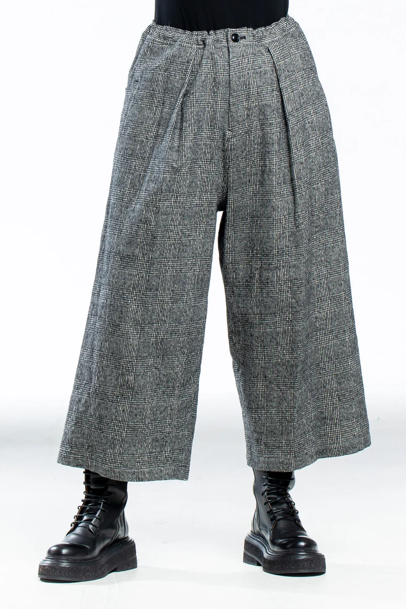 Y's Yohji Yamamoto Damen Culotte Hose Karo grau