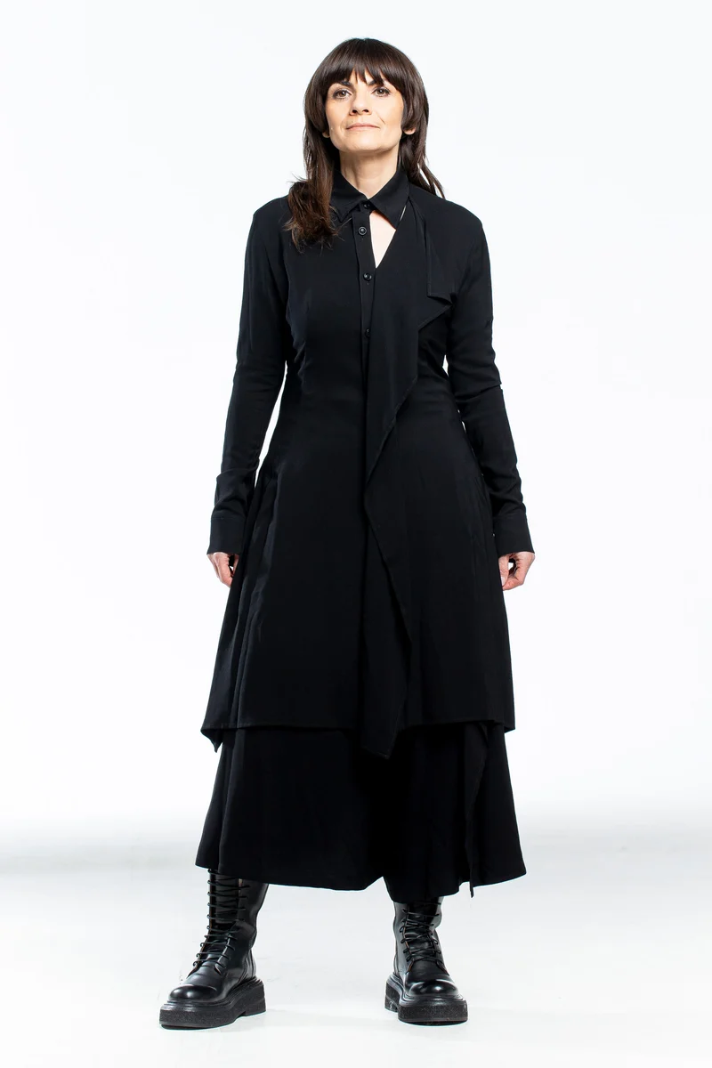 Y´s Yohji Yamamoto Damen Bluse asymmetrisch schwarz